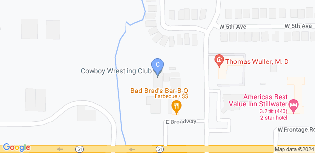 Map to Cowboy Wrestling Club 